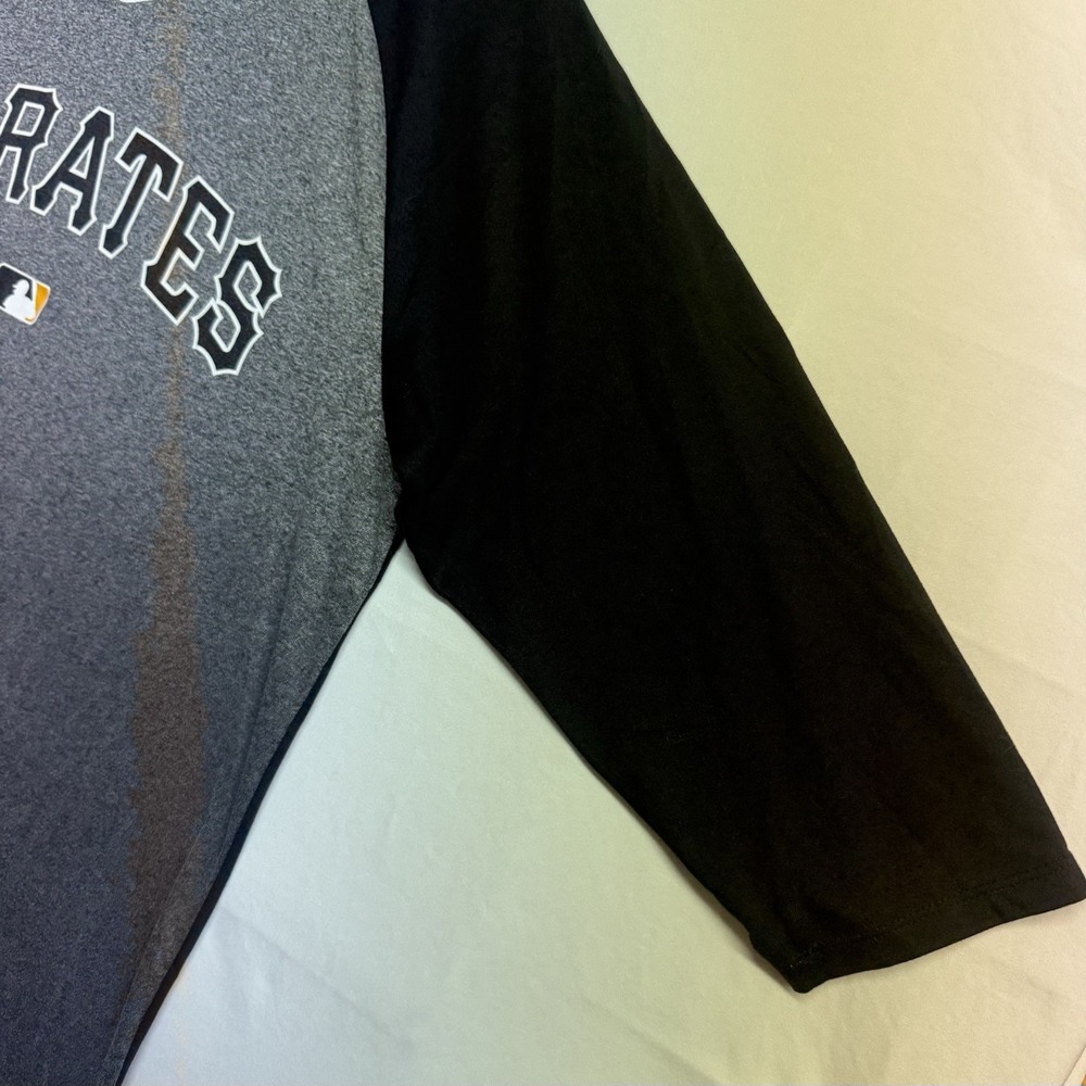 Pittsburgh Pirates Nike MLB Mens L Gray Black Dri-Fit 3/4 Raglan Sleeve Baseball - Picture 9 of 10